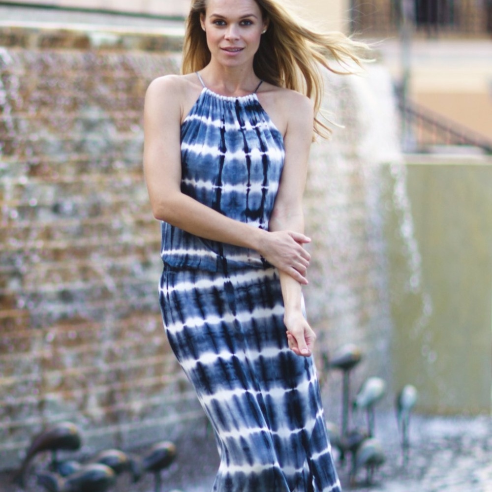 Vacay 2pc Maxi Dress/ Maxi Skirt/ Top Blue & White
